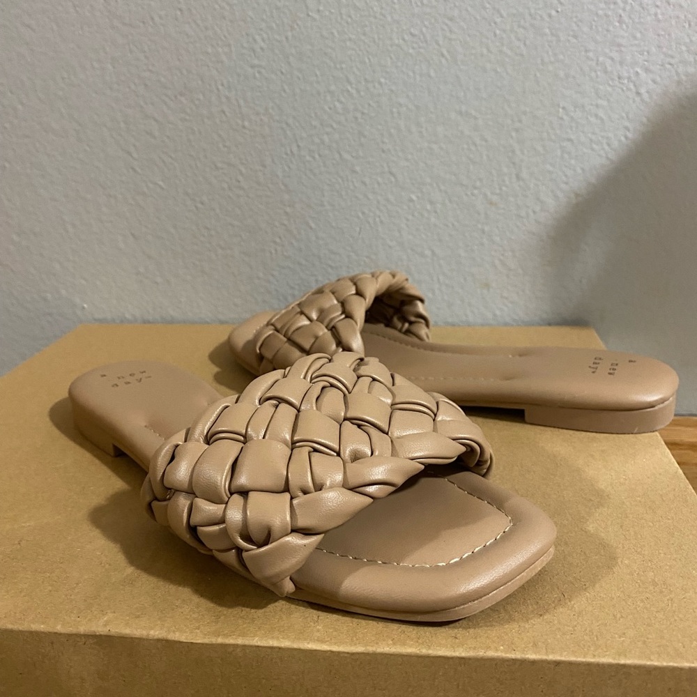 A NEW DAY TAN KNITTED SANDALS